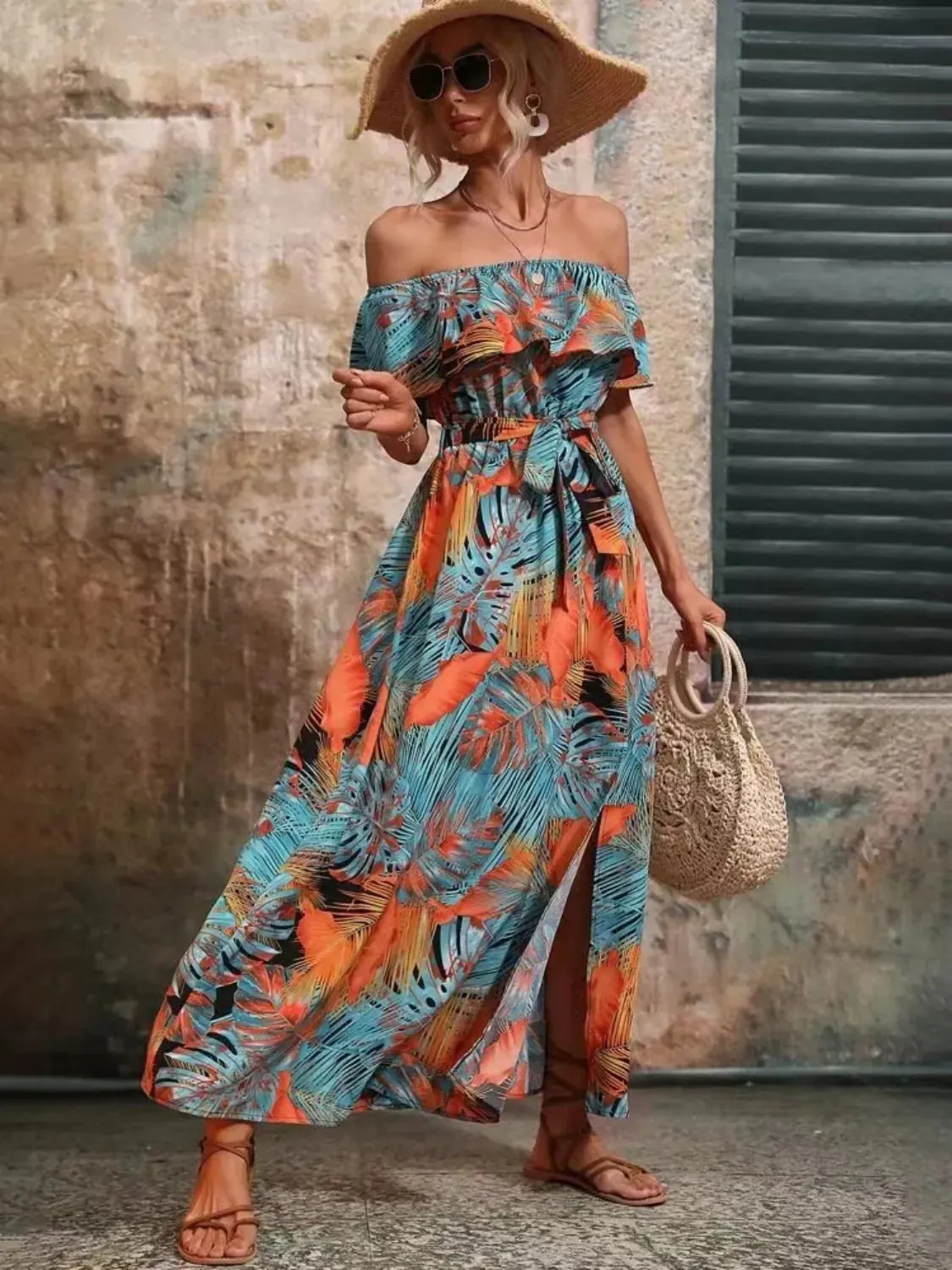 Ruffled Printed Off Shoulder Maxi Dress sold by Charming Charlie product image thumbnail 5