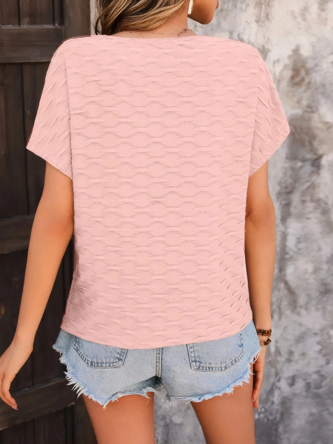 Solid Round Neck Short Sleeve T-Shirt sold by Charming Charlie product image thumbnail 3
