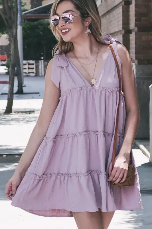 And The Why Polka Dot Textured Layered Flounce Ruffle Dress sold by Charming Charlie product image thumbnail 2