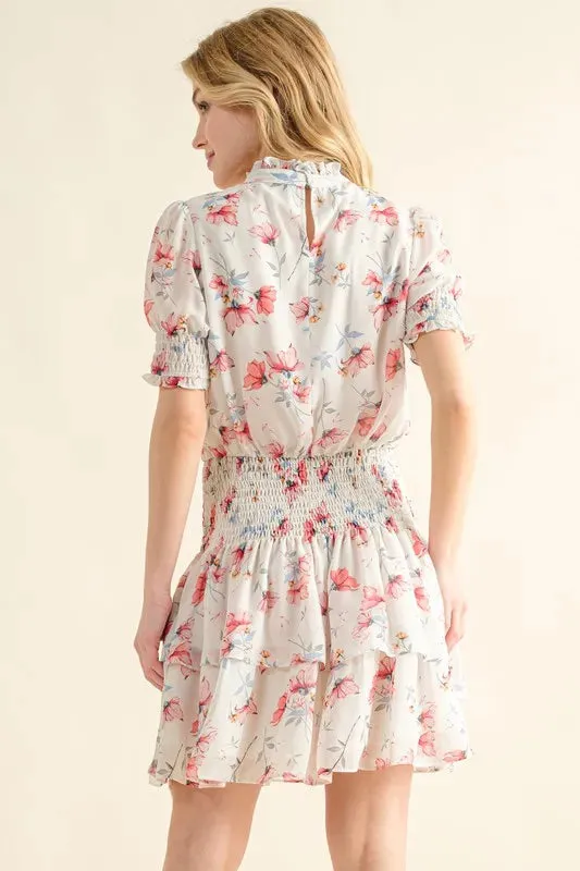 And The Why Floral Print Smocked Waist Mini Dress sold by Charming Charlie product image thumbnail 4