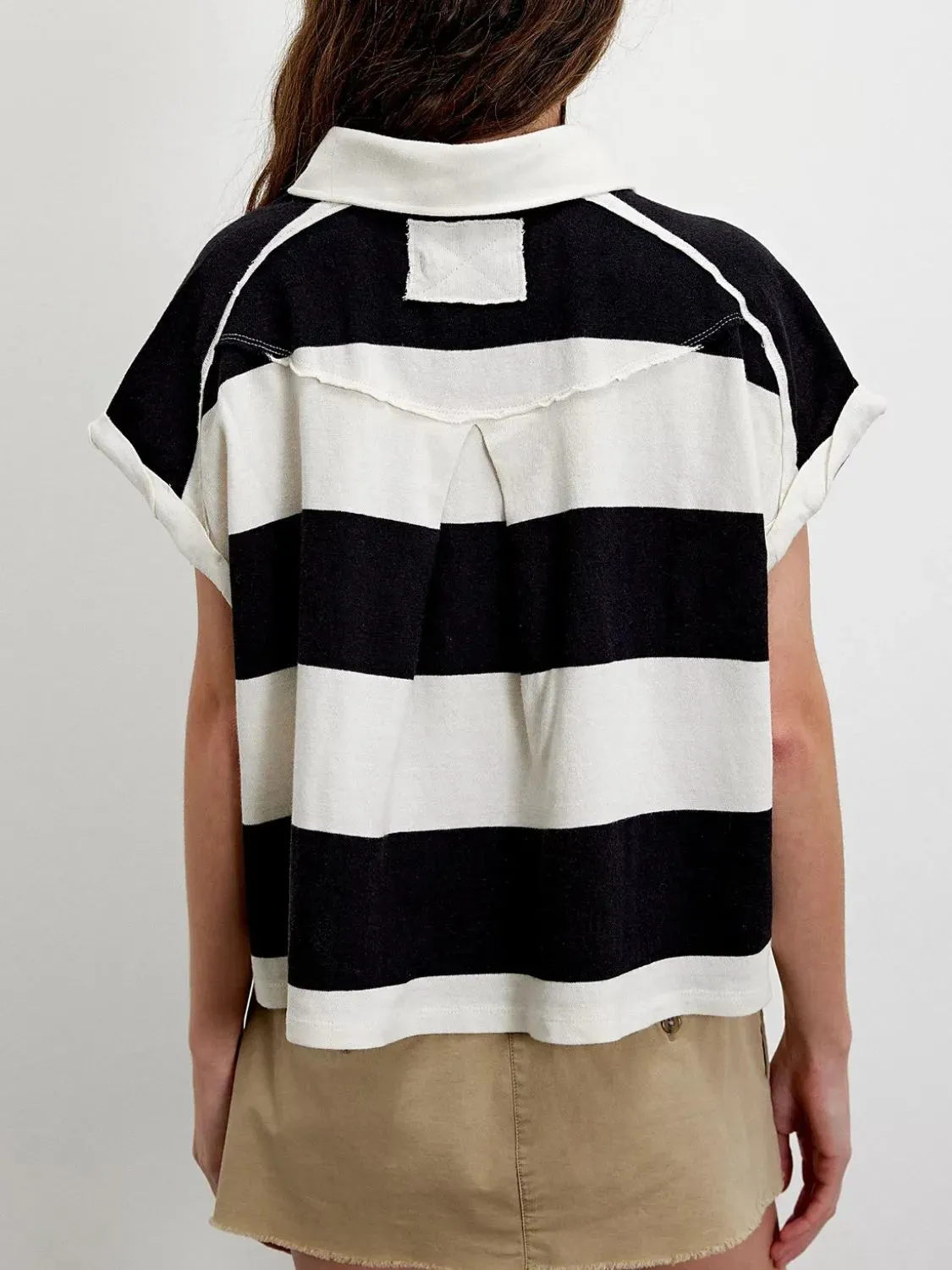 Striped Collared Neck Short Sleeve Top sold by Charming Charlie product image thumbnail 2