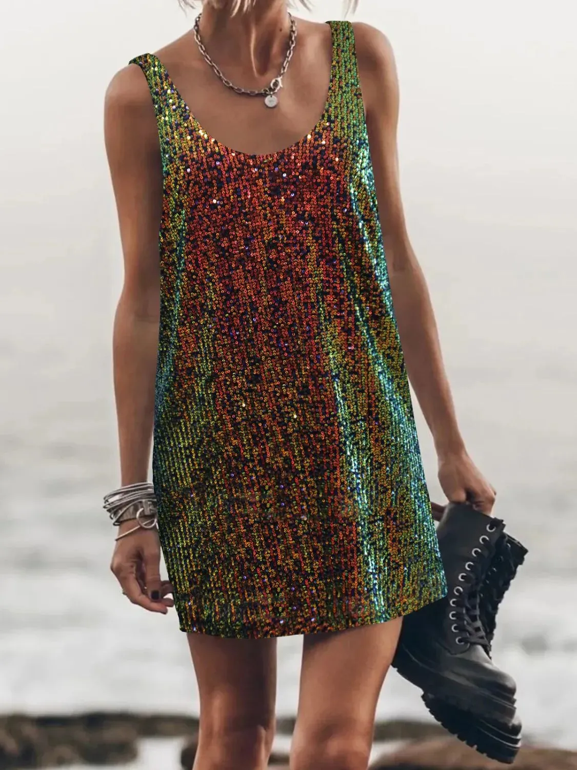 Sequin Scoop Neck Mini Dress sold by Charming Charlie product image thumbnail 2
