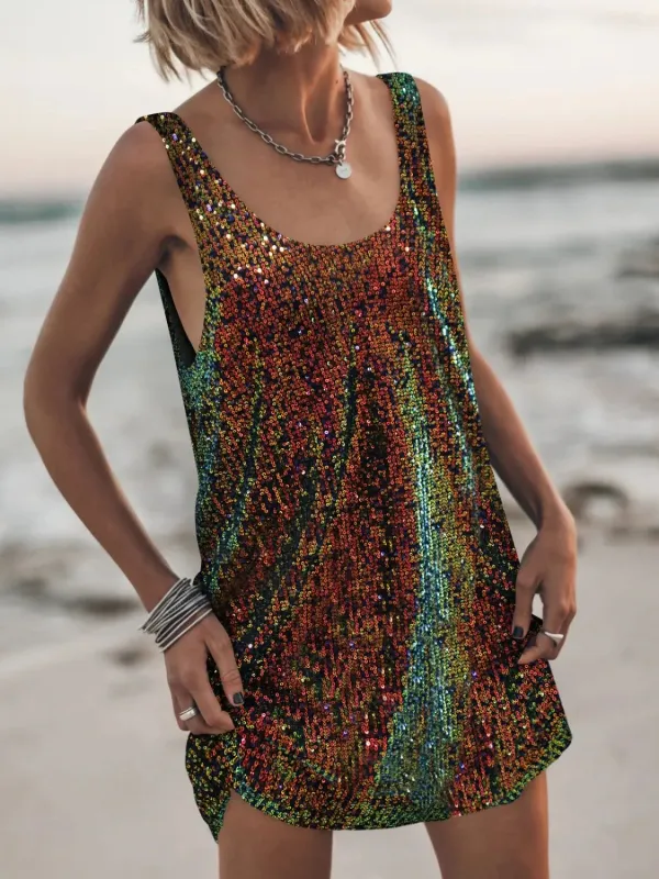 Sequin Scoop Neck Mini Dress sold by Charming Charlie