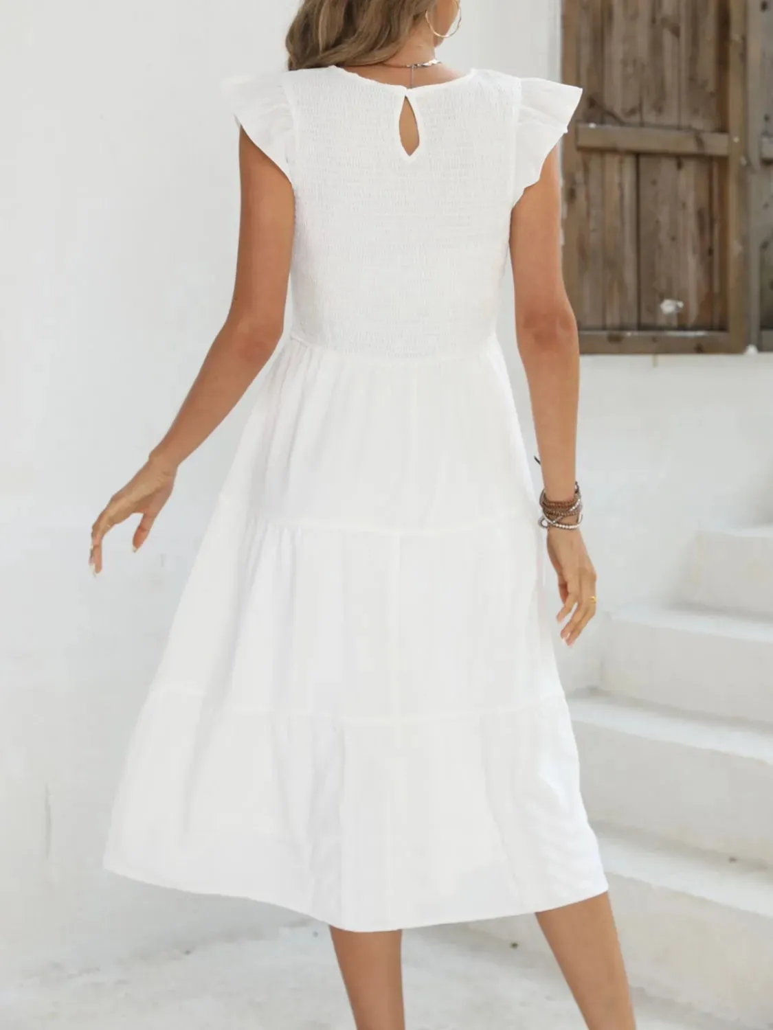 Ruffled Round Neck Cap Sleeve Dress sold by Charming Charlie product image thumbnail 2