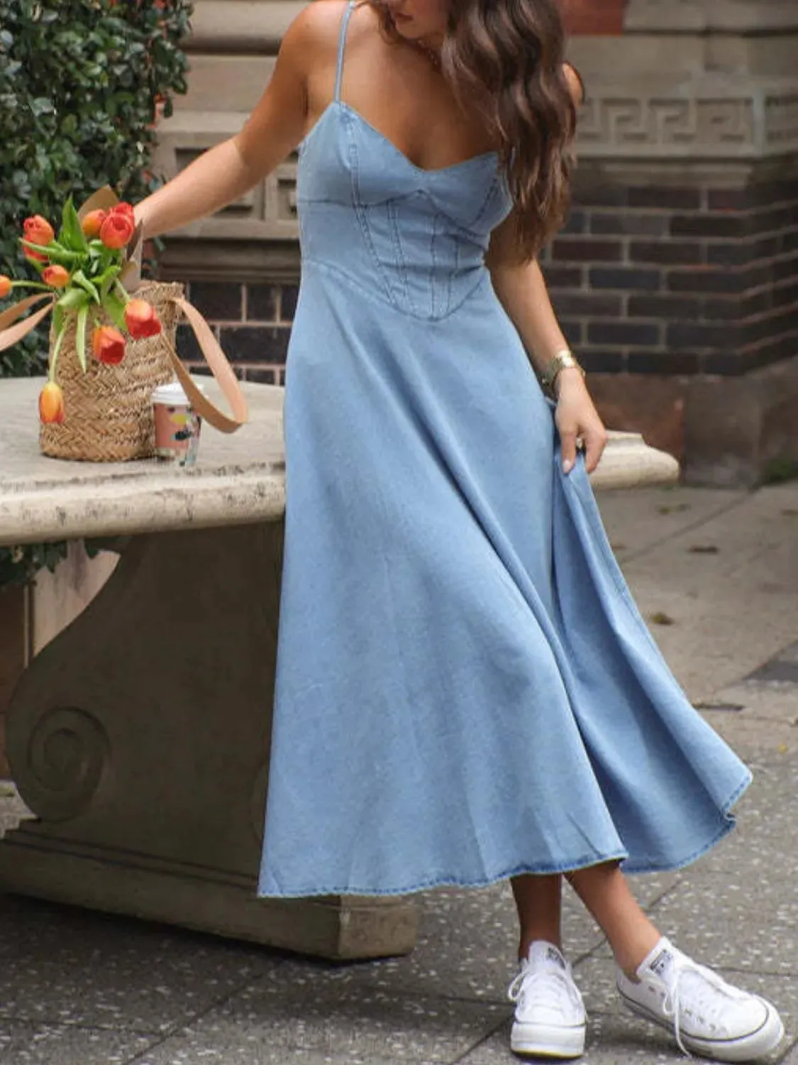 Smocked Sweetheart Neck Midi Cami Dress sold by Charming Charlie product image thumbnail 4