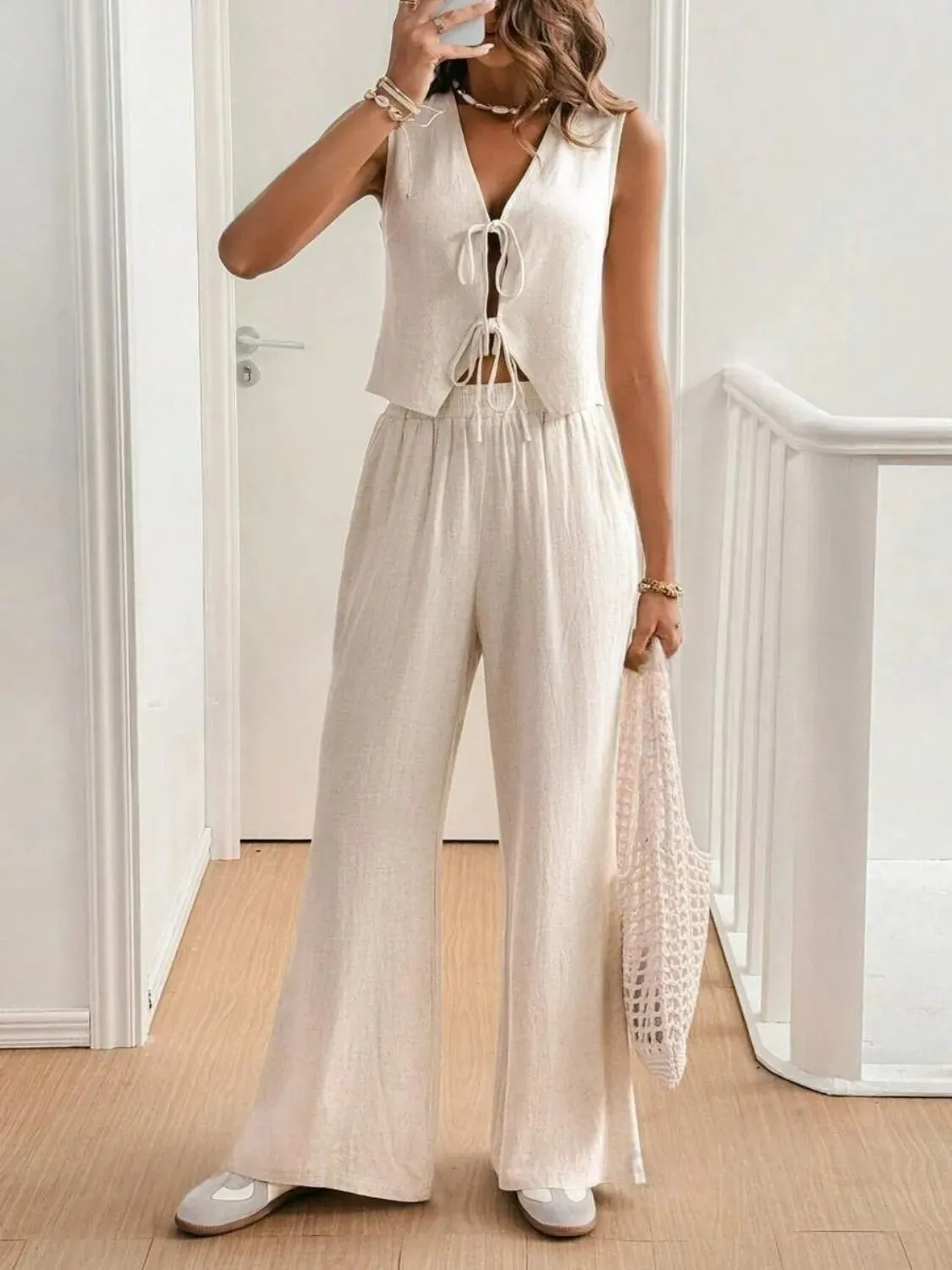 V Neck Sleeveless Top and Pants Set sold by Charming Charlie product image thumbnail 2