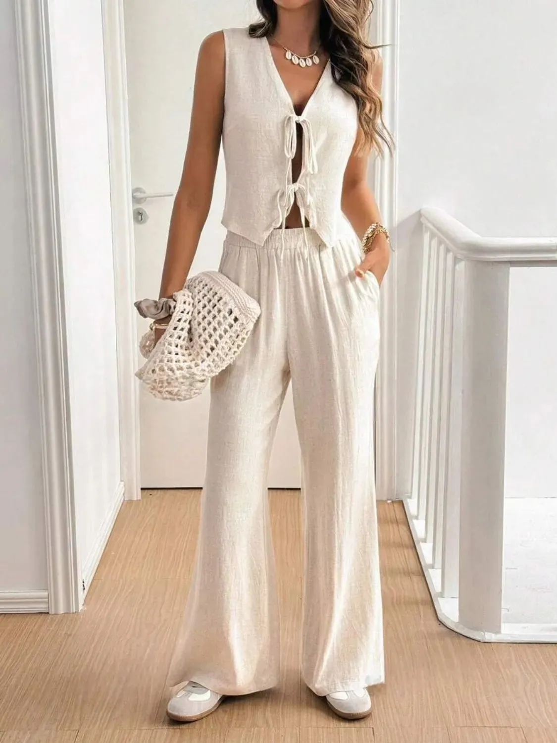 V Neck Sleeveless Top and Pants Set sold by Charming Charlie