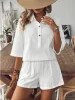 Collared Neck Half Sleeve Top and Shorts Set sold by Charming Charlie