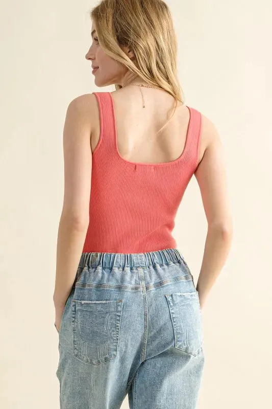 And The Why Ribbed Square Neck Bodysuit sold by Charming Charlie product image thumbnail 3