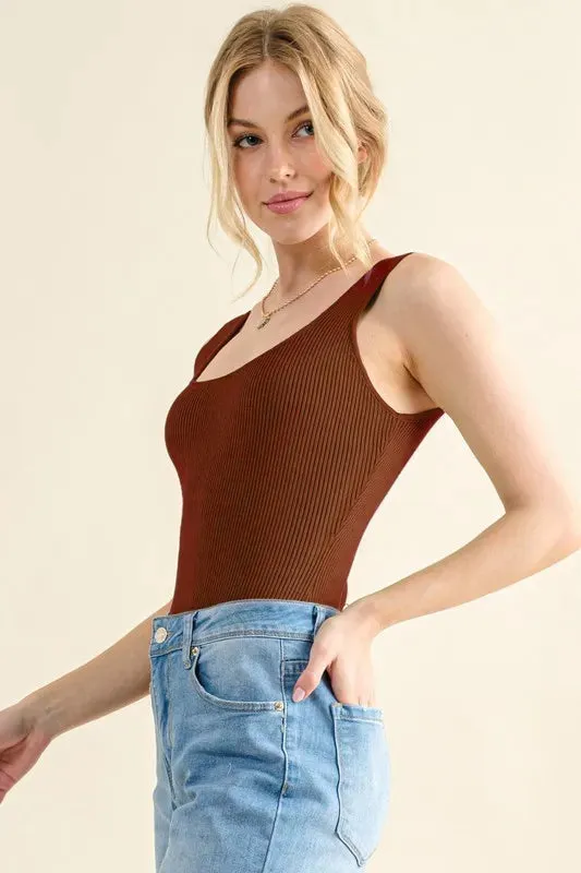 And The Why Ribbed Square Neck Bodysuit sold by Charming Charlie product image thumbnail 2