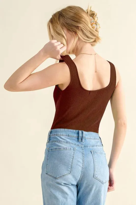 And The Why Ribbed Square Neck Bodysuit sold by Charming Charlie product image thumbnail 3