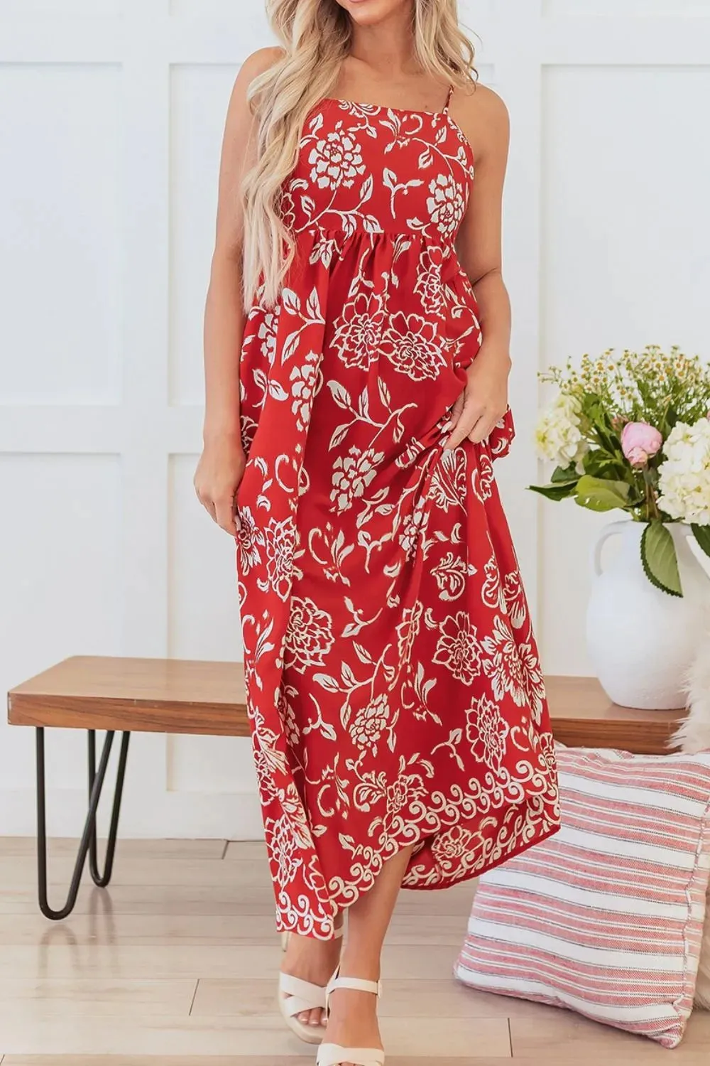 Floral Printed Spaghetti Strap Empire Waist Maxi Dress sold by Charming Charlie product image thumbnail 5
