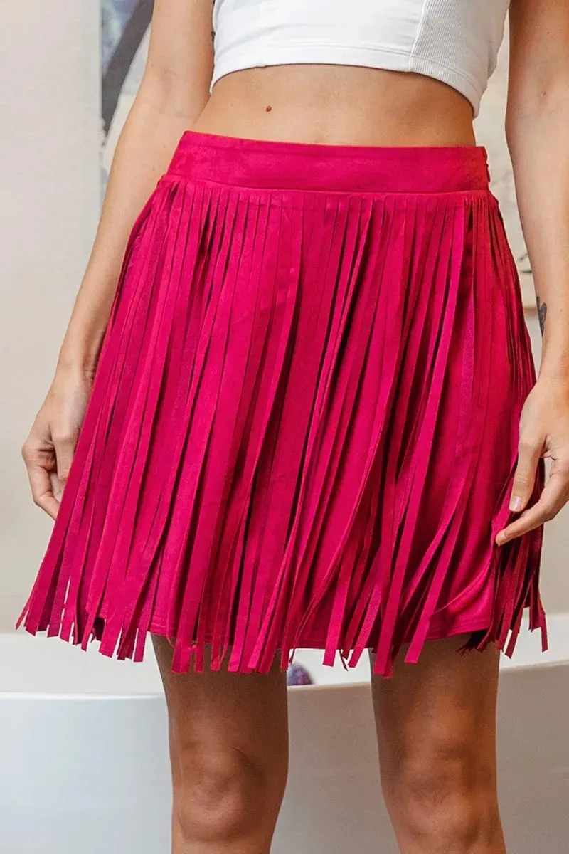 BiBi Fringe Detailed Suede Skirt sold by Charming Charlie product image thumbnail 2