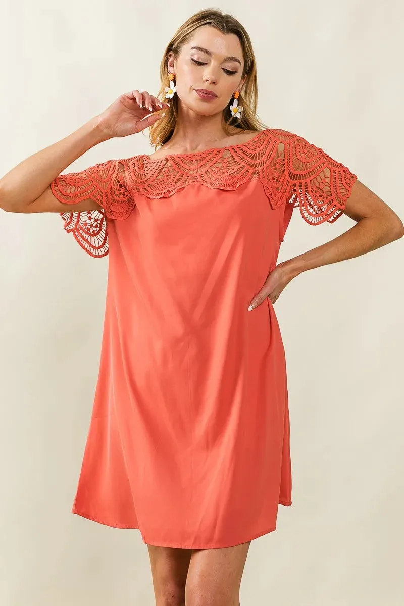 BiBi Crochet Lace Yoke Detailed Wrinkled Dress sold by Charming Charlie product image thumbnail 2