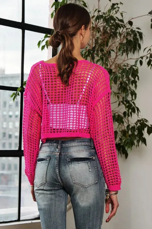 ADORA Drop Shoulder Crochet Crop Top sold by Charming Charlie product image thumbnail 2