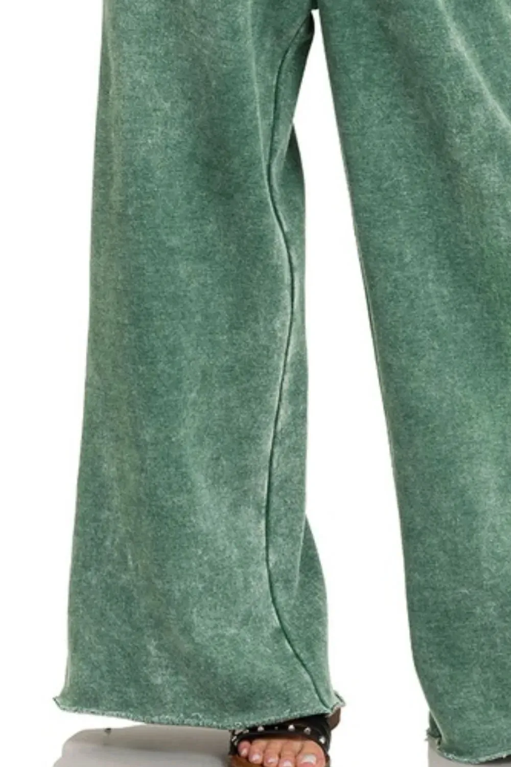 Zenana Acid Wash Fleece Palazzo Sweatpants with Pockets sold by Charming Charlie product image thumbnail 3