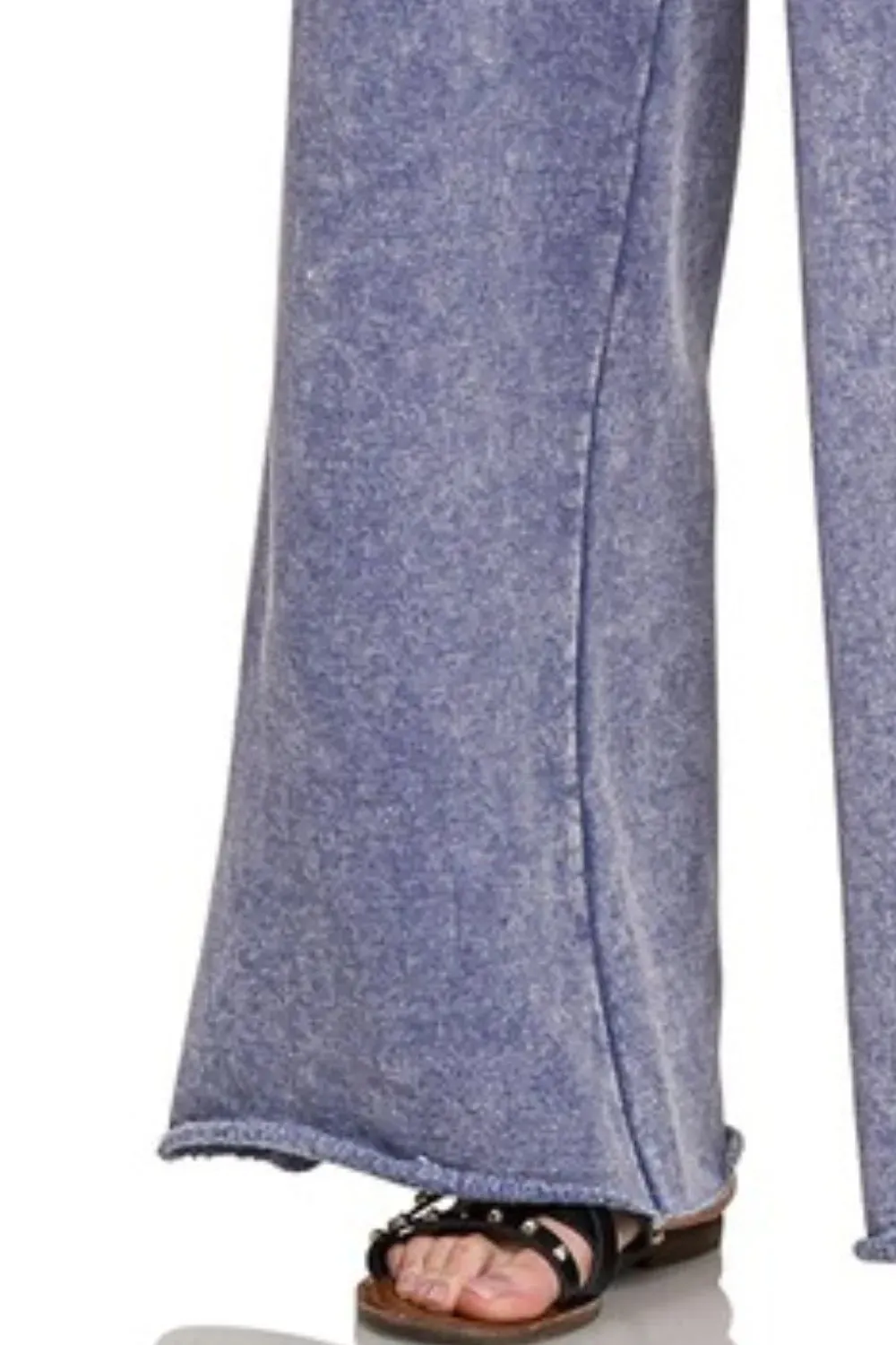 Zenana Acid Wash Fleece Palazzo Sweatpants with Pockets sold by Charming Charlie product image thumbnail 3