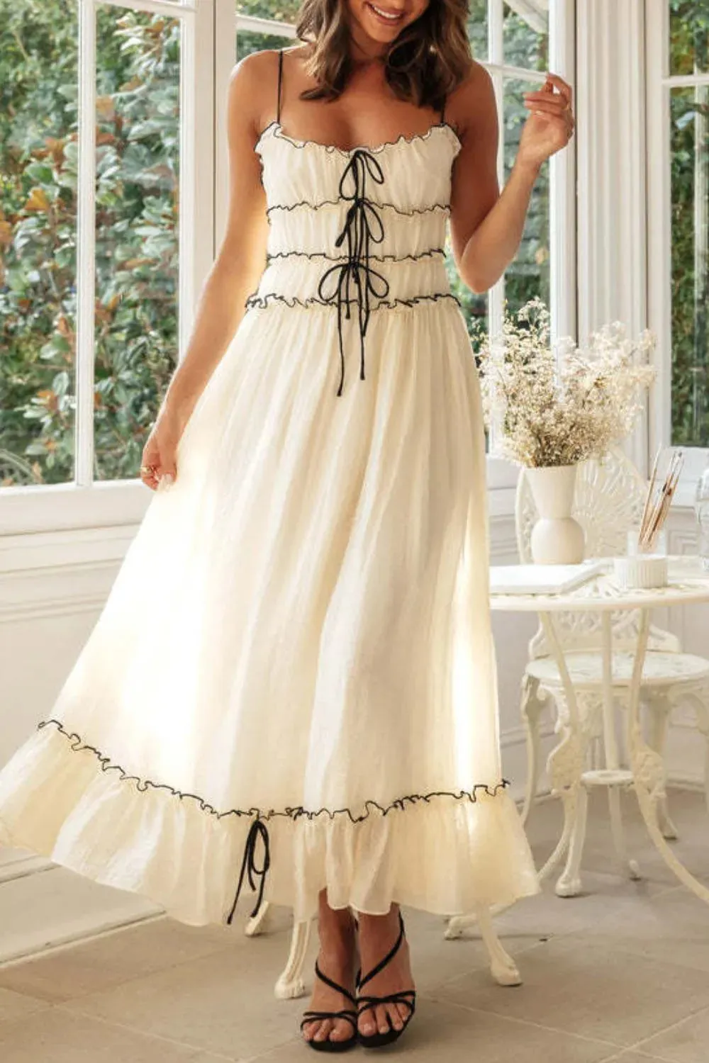 Frill Tied Front Midi Cami Dress sold by Charming Charlie