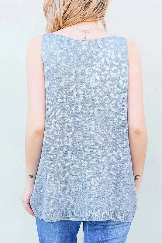 And The Why Leopard Foil Print Sleeveless Sweater Top sold by Charming Charlie product image thumbnail 4