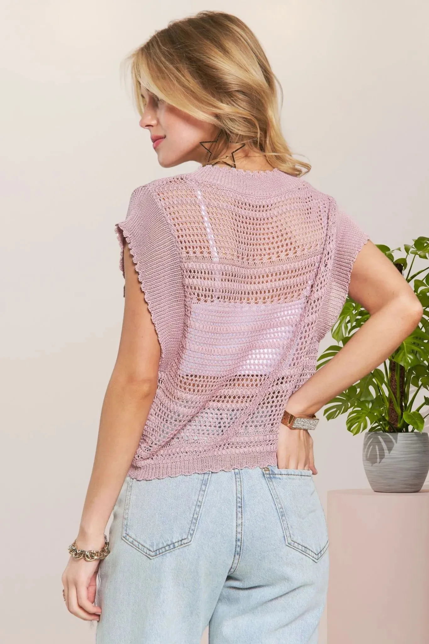 ADORA Drawstring Detail Crochet Top sold by Charming Charlie product image thumbnail 4