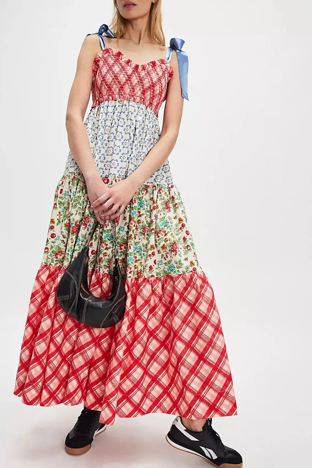 Printed V-Neck Tie Shoulder Cami Dress sold by Charming Charlie