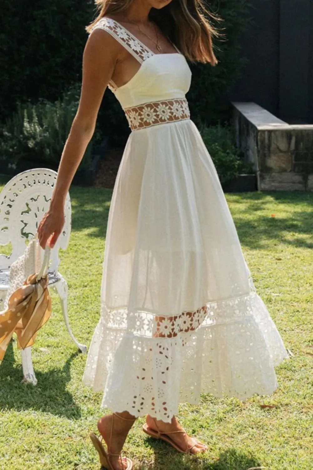 Lace Detail Square Neck Midi Cami Dress sold by Charming Charlie product image thumbnail 4