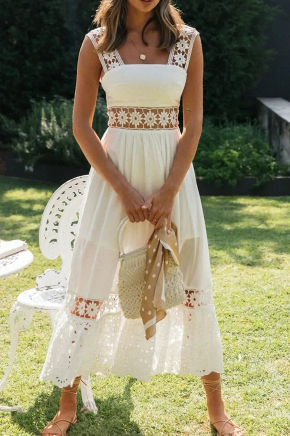 Lace Detail Square Neck Midi Cami Dress sold by Charming Charlie