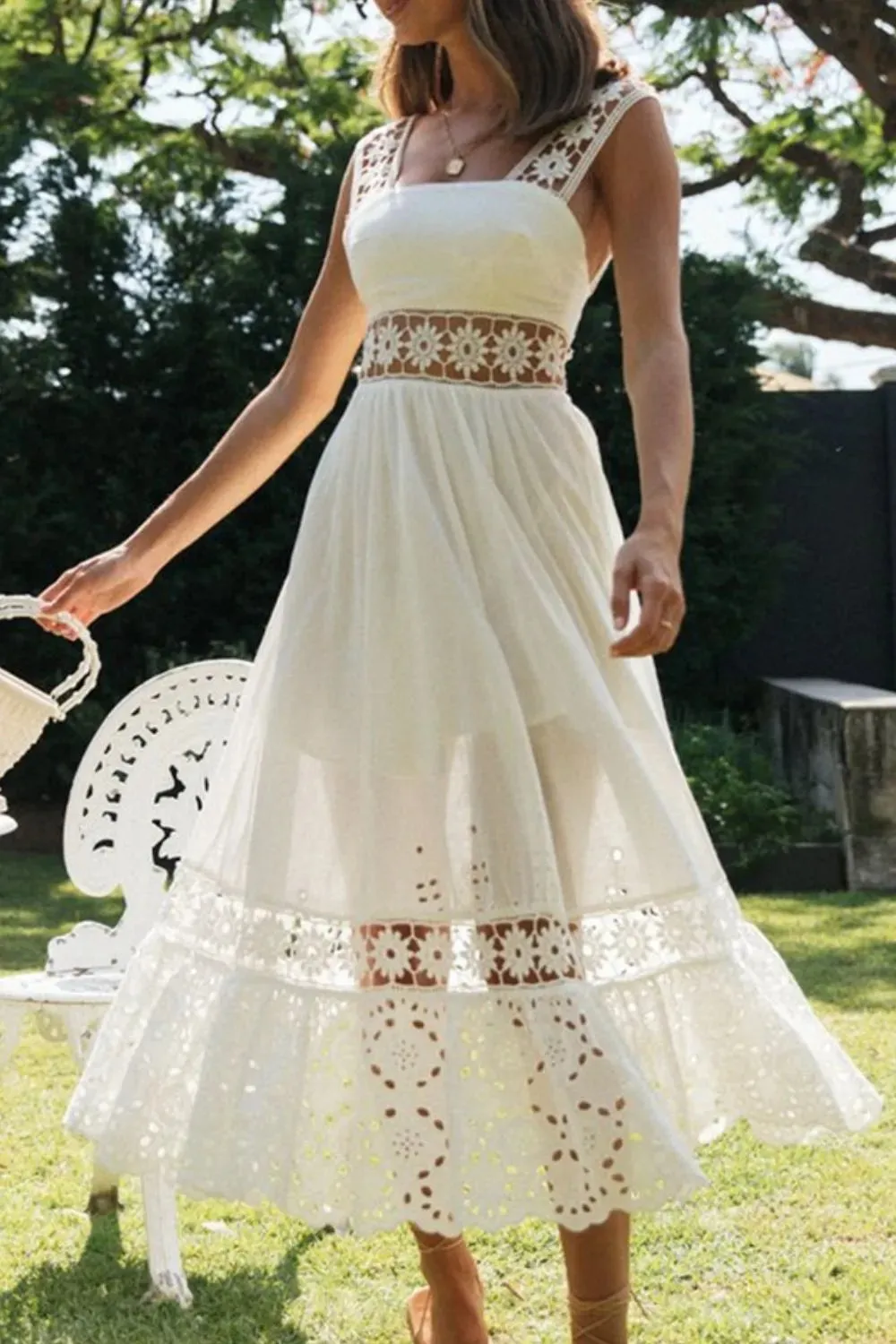 Lace Detail Square Neck Midi Cami Dress sold by Charming Charlie product image thumbnail 3