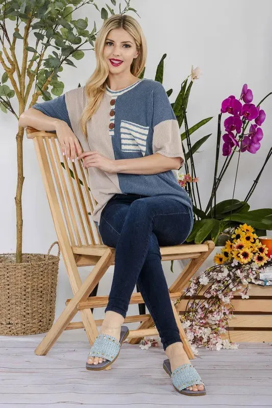 Celeste Full Size Rib Contrast Short Sleeve T-Shirt Plus SIze sold by Charming Charlie product image thumbnail 5