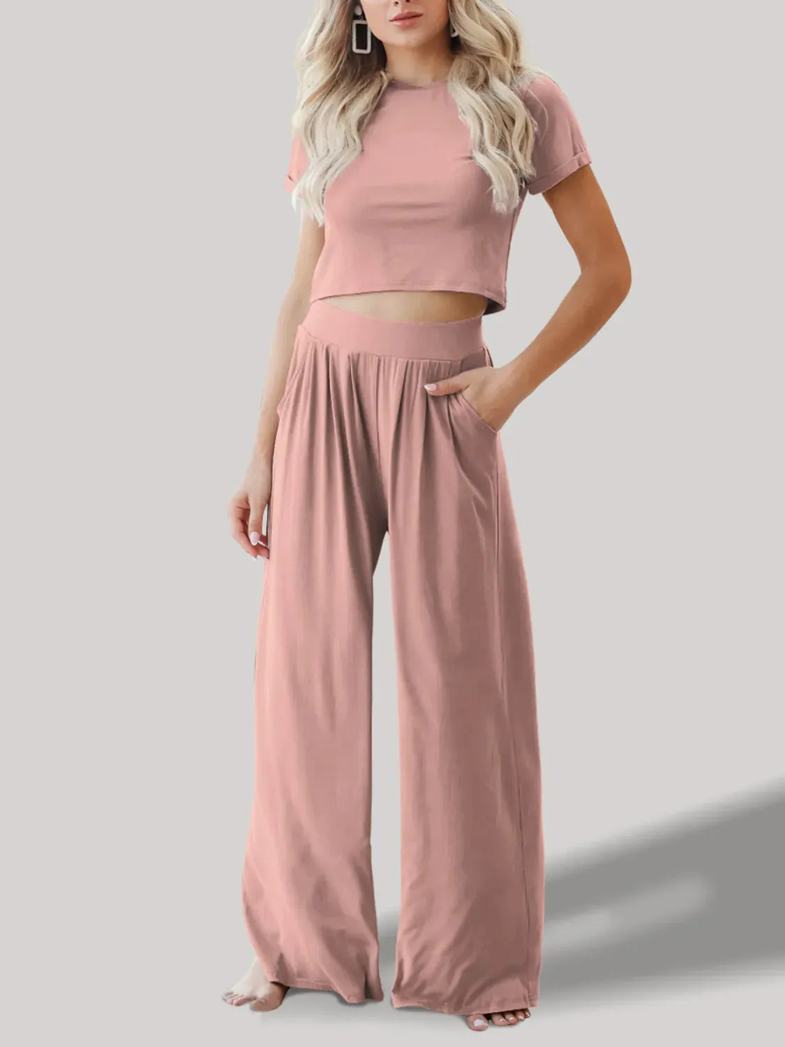 Round Neck Short Sleeve Top and Pants Set sold by Charming Charlie product image thumbnail 5
