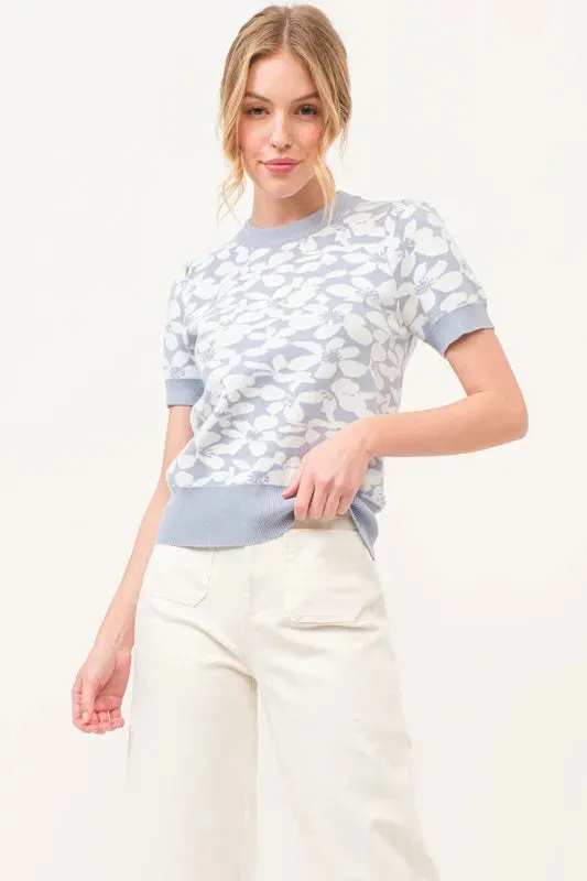 And The Why Short Sleeve Floral Pattern Knit Top sold by Charming Charlie