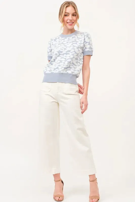 And The Why Short Sleeve Floral Pattern Knit Top sold by Charming Charlie product image thumbnail 2