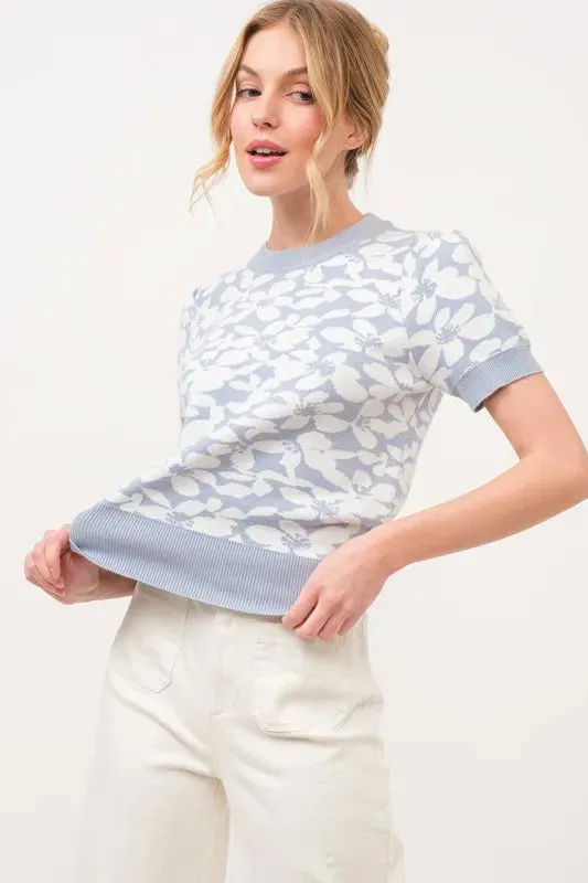 And The Why Short Sleeve Floral Pattern Knit Top sold by Charming Charlie product image thumbnail 4