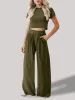 Round Neck Short Sleeve Top and Pants Set sold by Charming Charlie