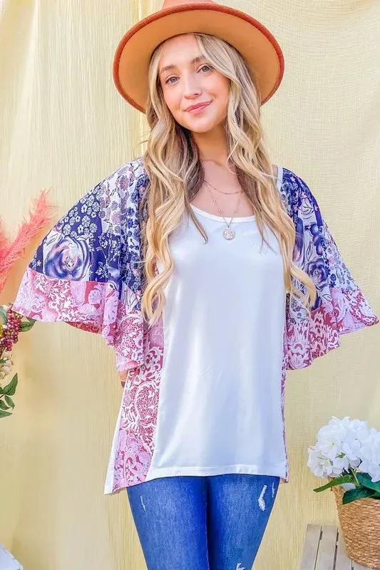 And The WhyFloral Print Bell Sleeve Top sold by Charming Charlie product image thumbnail 4