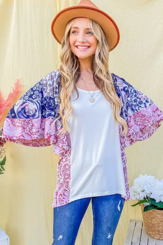 And The WhyFloral Print Bell Sleeve Top sold by Charming Charlie product image thumbnail 5