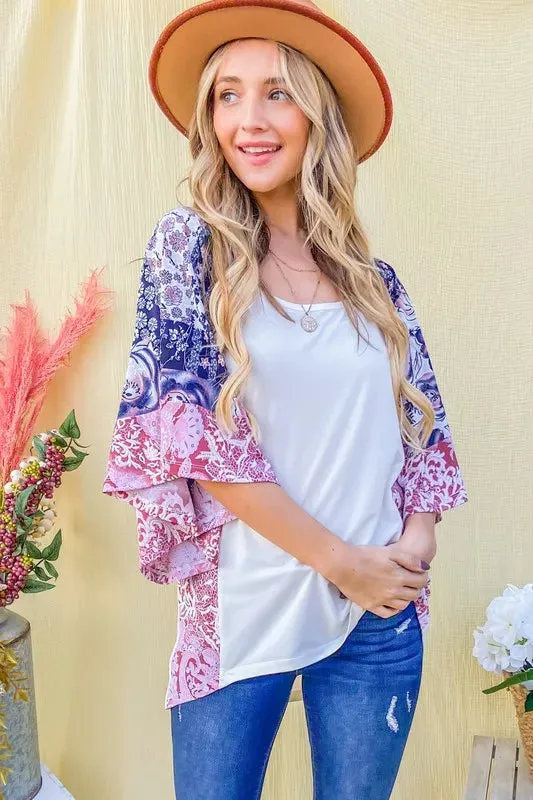 And The WhyFloral Print Bell Sleeve Top sold by Charming Charlie product image thumbnail 3