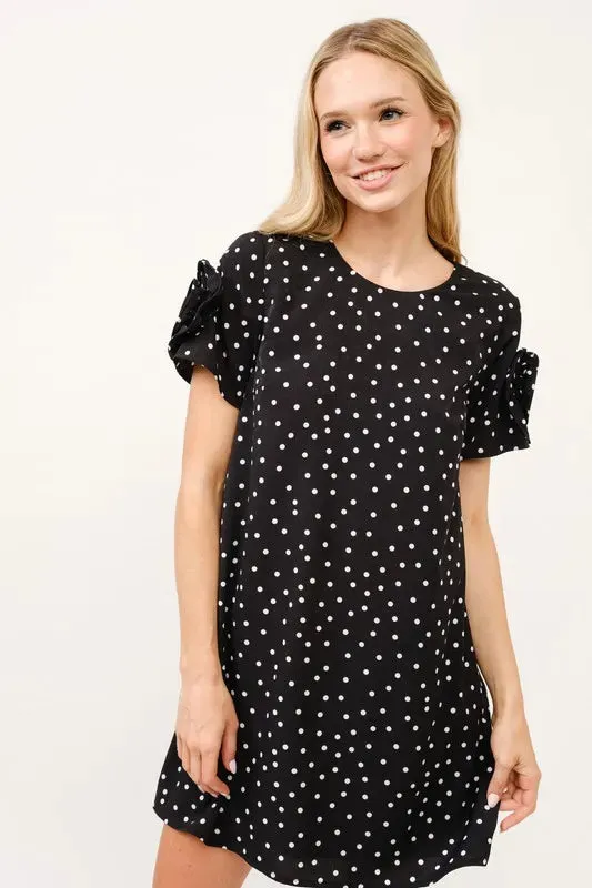 And The Why Embellished Sleeve Polka Dots Shift Dress sold by Charming Charlie product image thumbnail 3