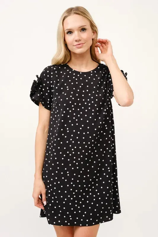 And The Why Embellished Sleeve Polka Dots Shift Dress sold by Charming Charlie product image thumbnail 2