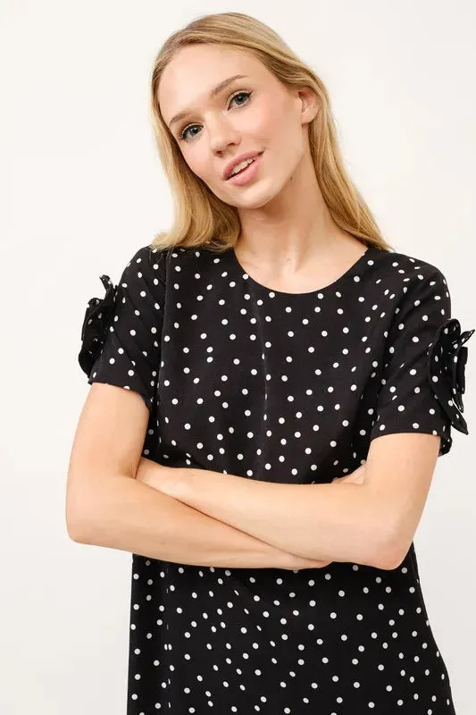 And The Why Embellished Sleeve Polka Dots Shift Dress sold by Charming Charlie product image thumbnail 4