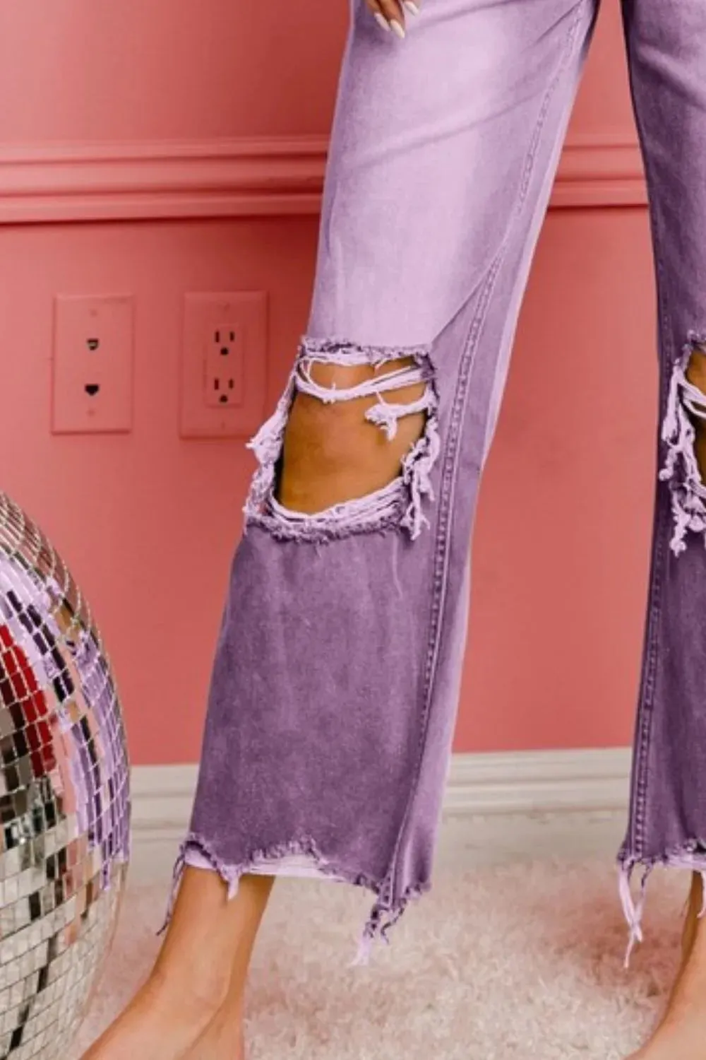 BiBi Distressed Vintage Washed Wide Leg Pants sold by Charming Charlie product image thumbnail 3