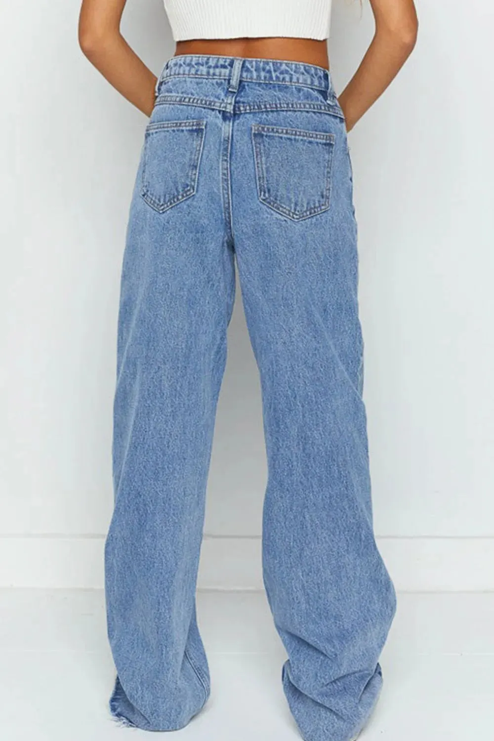 Mid Rise Asymmetrical Waist Wide Leg Jeans sold by Charming Charlie product image thumbnail 4