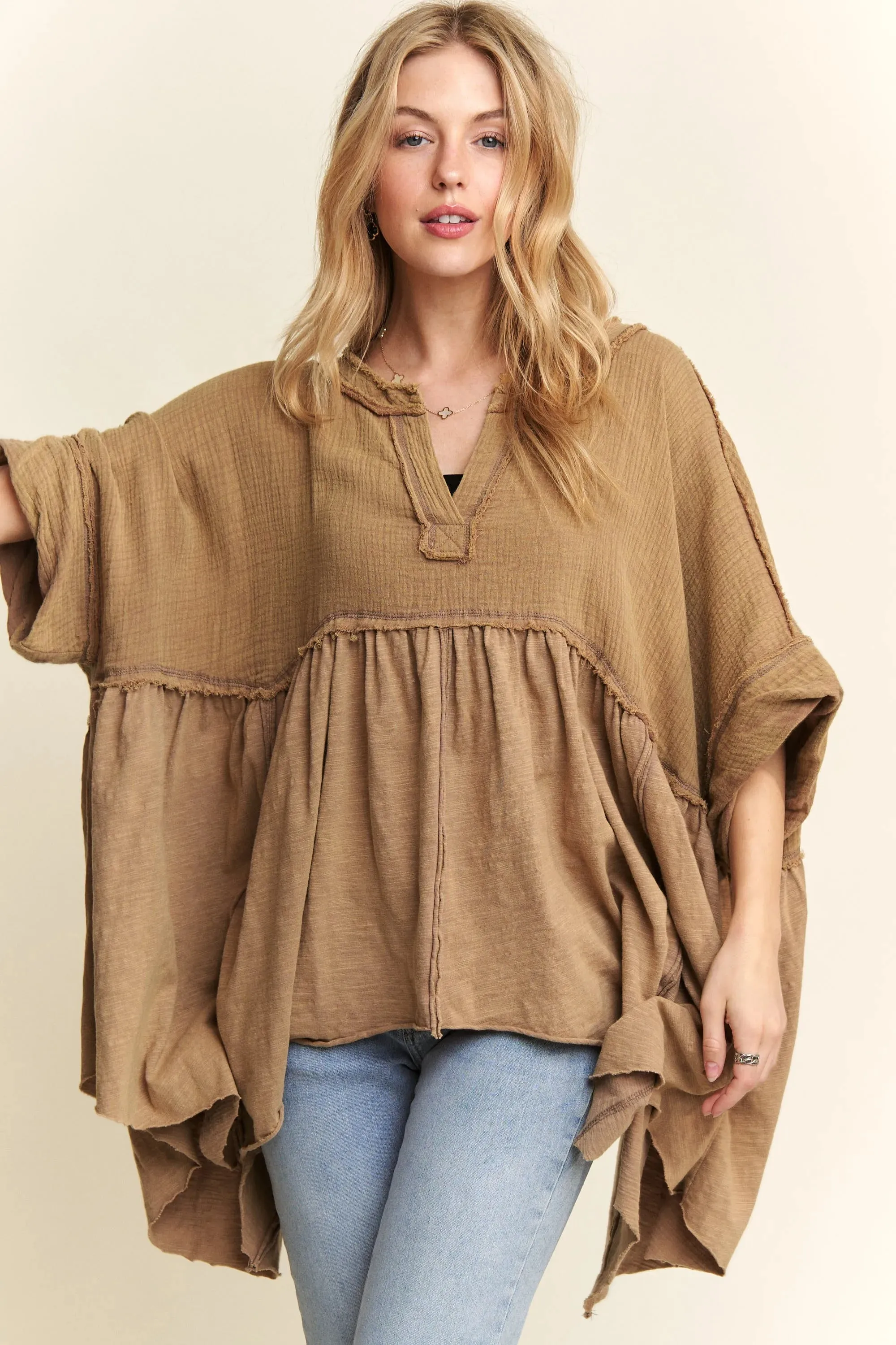 ADORA Oversized Mineral Washed Flare Top sold by Charming Charlie product image thumbnail 4