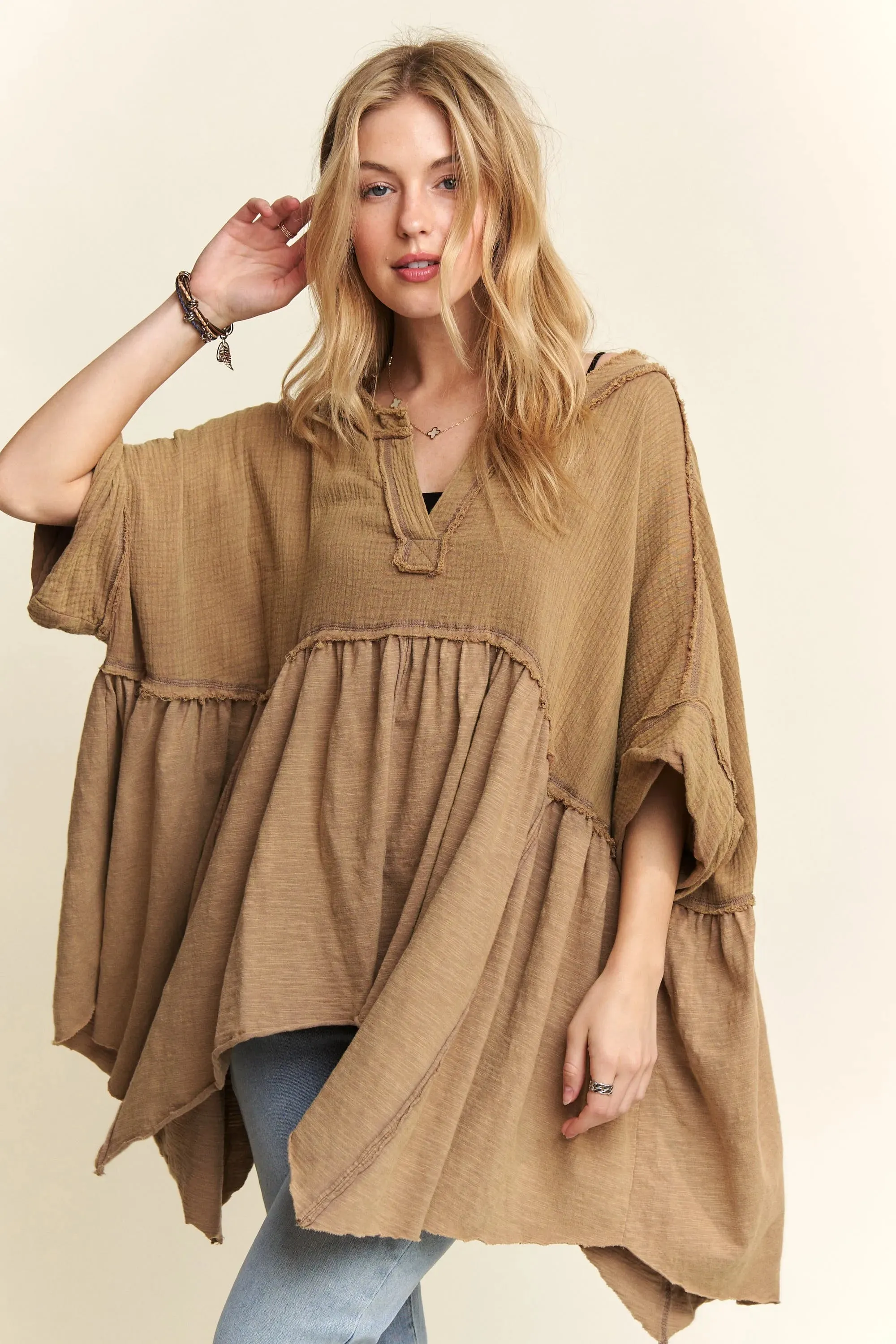ADORA Oversized Mineral Washed Flare Top sold by Charming Charlie product image thumbnail 3