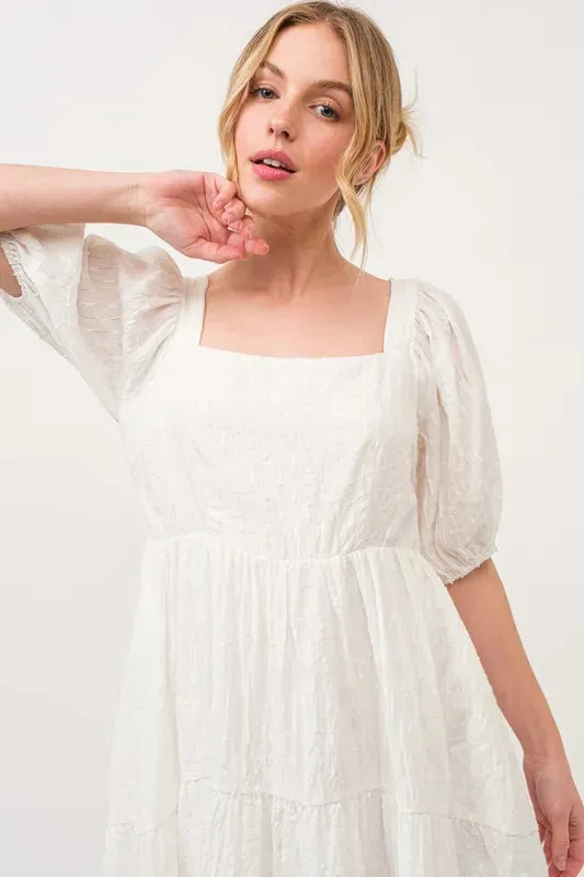 And The Why Square Neck Puff Sleeve Tiered Mini Dress sold by Charming Charlie product image thumbnail 4
