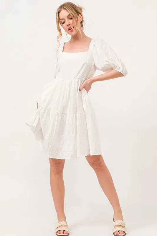 And The Why Square Neck Puff Sleeve Tiered Mini Dress sold by Charming Charlie product image thumbnail 5