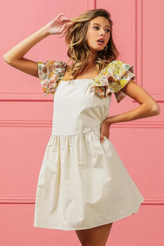 BiBi Flower Embroidered Floral Print Sleeve Dress sold by Charming Charlie
