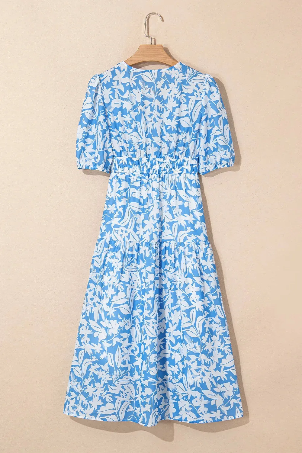 Floral V Neck Puff Short Sleeve Flowy Dress sold by Charming Charlie product image thumbnail 3