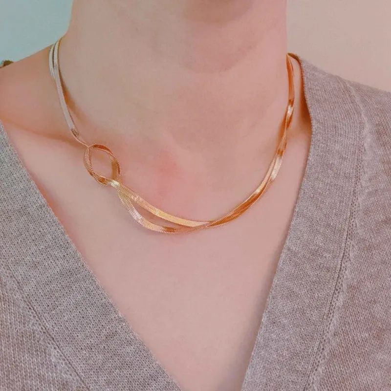 Knotted Two Tone Herringbone Chain Necklace sold by Charming Charlie