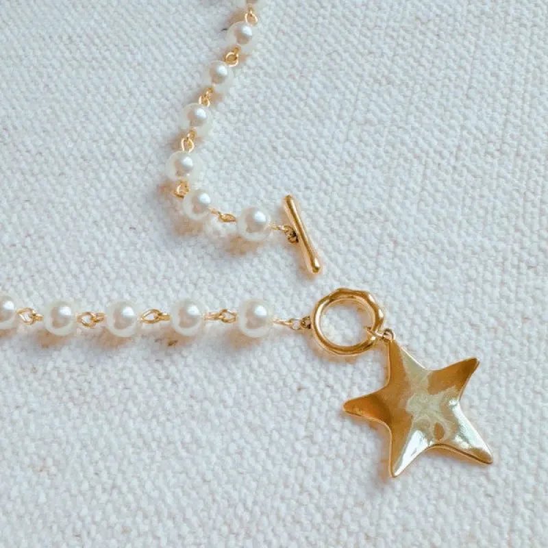 Molten Star Pearl Chain Necklace sold by Charming Charlie